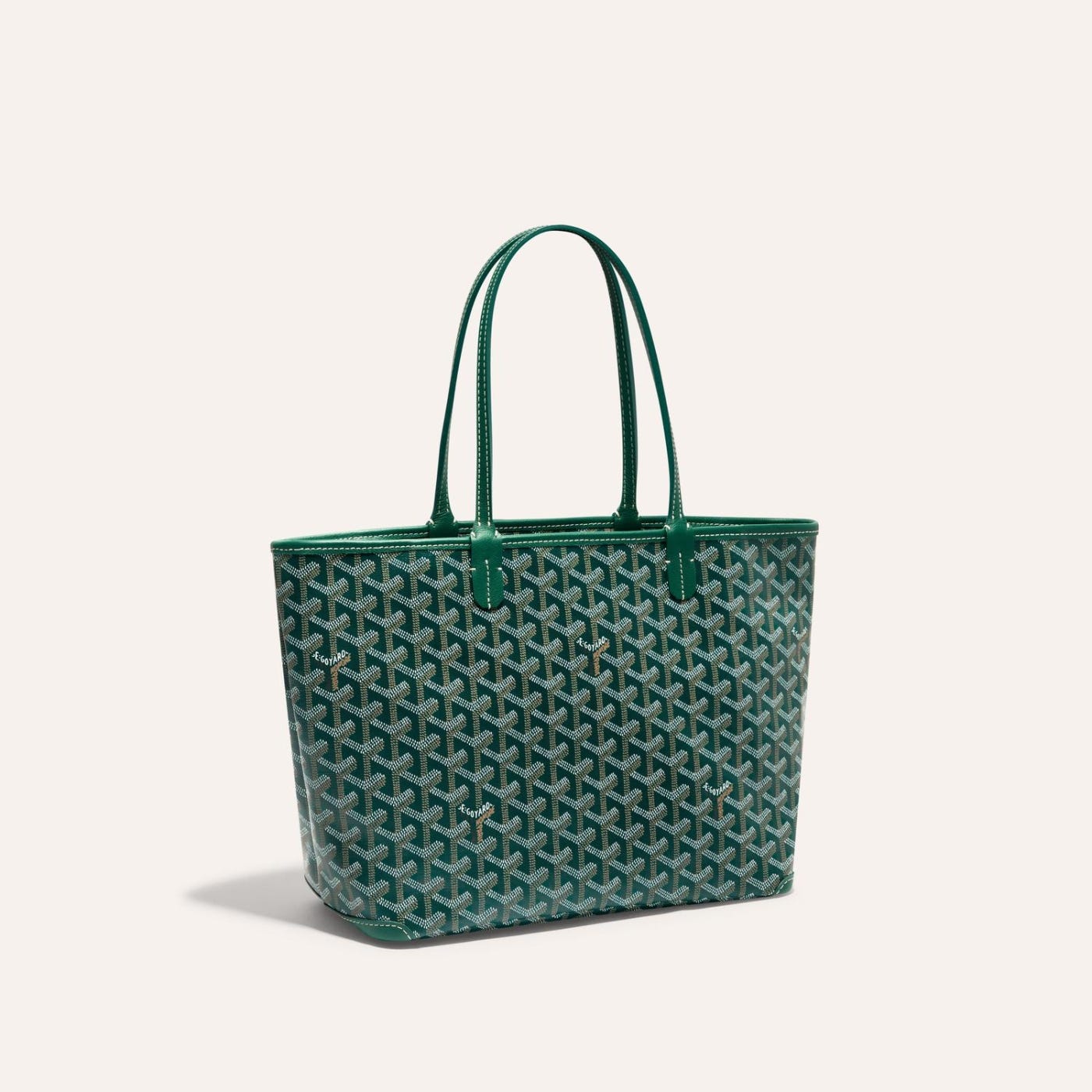 Goyard Goyardine Artois Tote PM Green Canvas & Chevroches Calfskin Palladium Hardware - Image 2